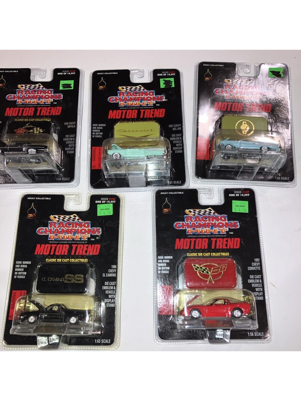 Vintage 1997 Lot Of 5 Racing Champions: Various Assortment  Motor Trend NEW